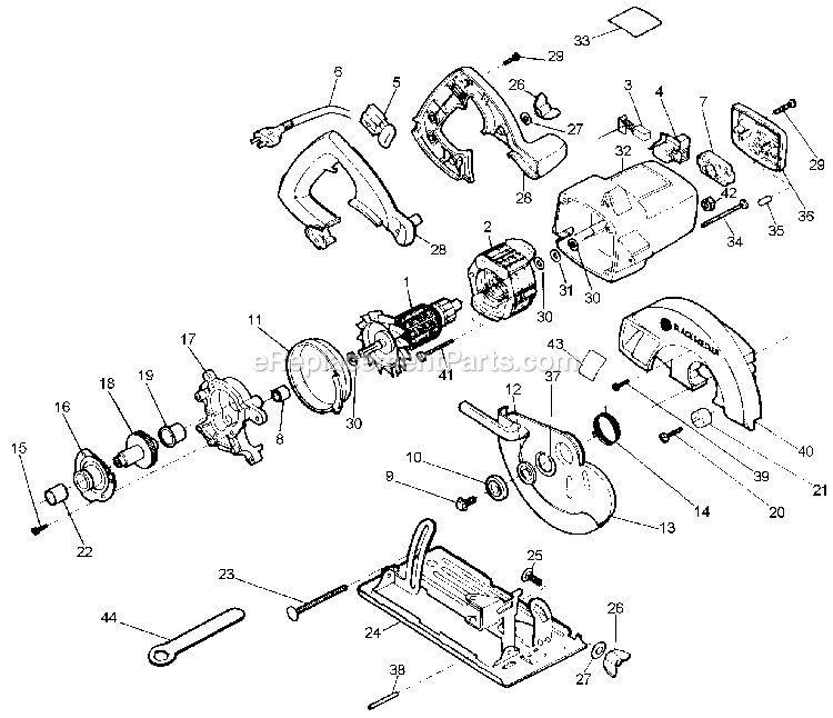 Black and Decker 7359-BR (Type 3) 7-1/4 Circular Saw Power Tool Page A Diagram